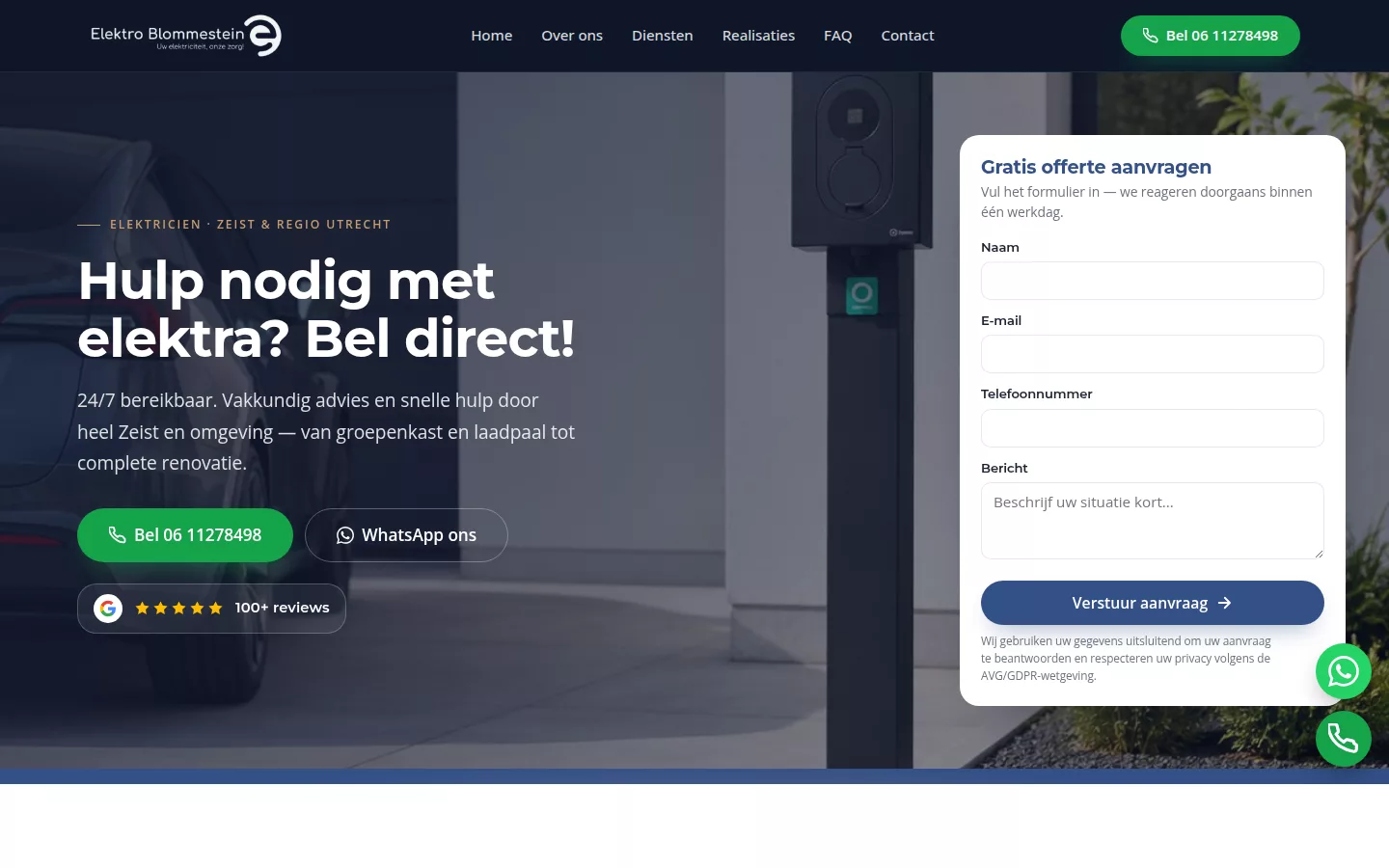 Homepage van Elektro Blommestein
